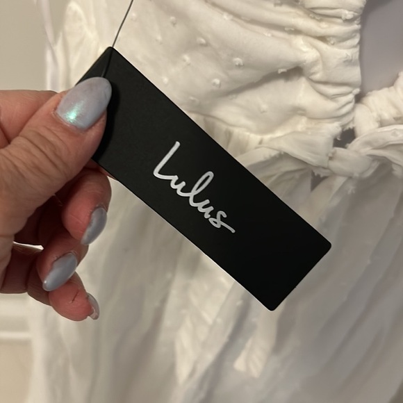 Lulus Chasing Summer White Swiss Dot Tie Back Maxi Dress - Picture 7 of 10